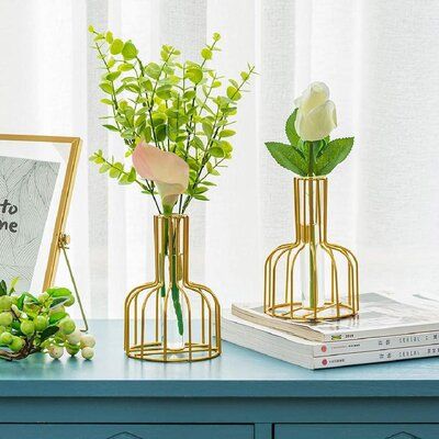 Golden Cage Vase - Elegant Centerpiece for Modern Decor