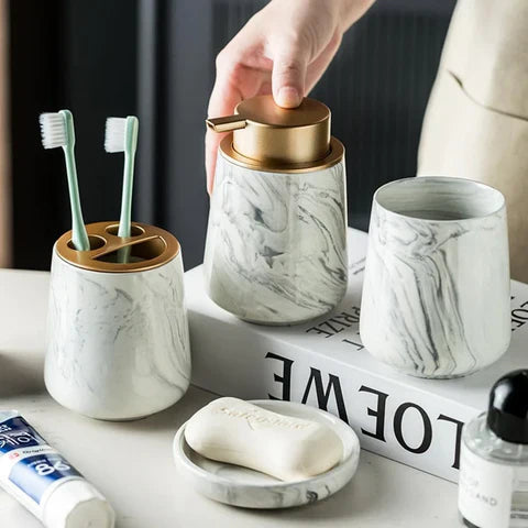 Nordic Marble 4-Piece Luxury Bathroom Accessories Set