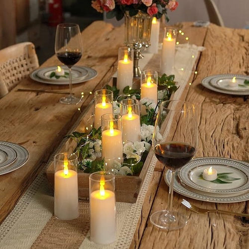9-Piece Flameless Acrylic Candle Set – Realistic LED Candles for Cozy, Safe Ambience