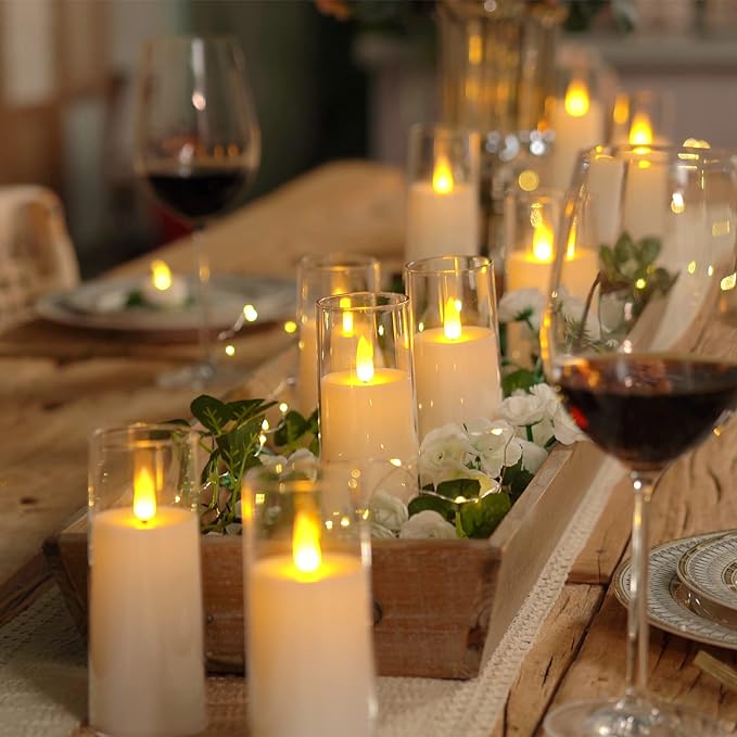 9-Piece Flameless Acrylic Candle Set – Realistic LED Candles for Cozy, Safe Ambience