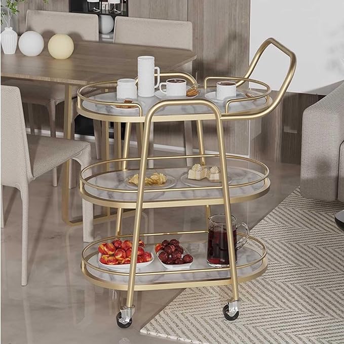 Lux Marble Bar Cart – Sleek, Sturdy Serving Cart for Stylish Entertaining