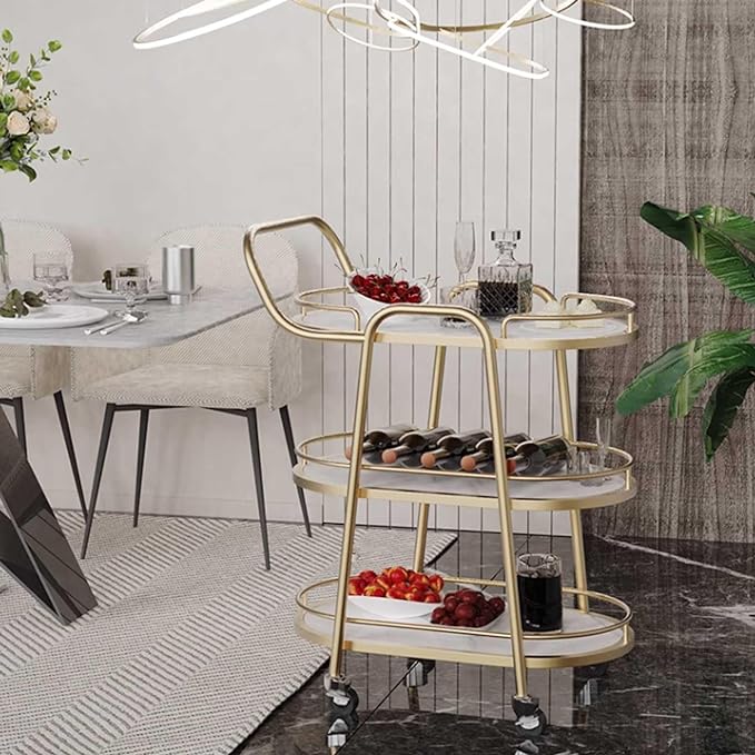 Lux Marble Bar Cart – Sleek, Sturdy Serving Cart for Stylish Entertaining