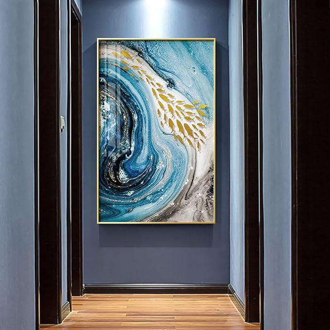 Blue Agate Water Canvas: Serene Ocean-Inspired Artwork