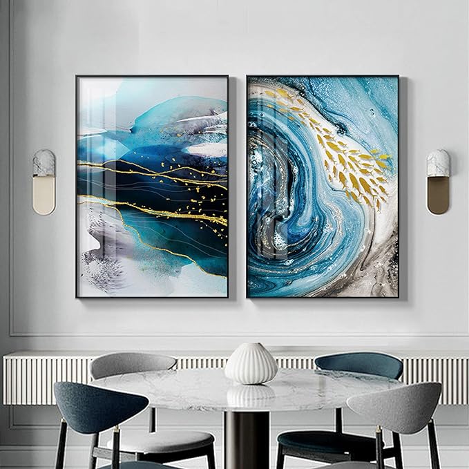 Blue Agate Water Canvas: Serene Ocean-Inspired Artwork