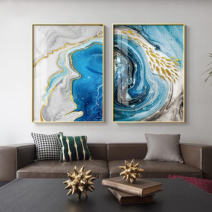 Blue Agate Water Canvas: Serene Ocean-Inspired Artwork