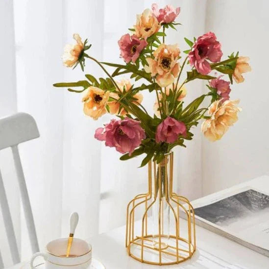 Golden Cage Vase - Elegant Centerpiece for Modern Decor