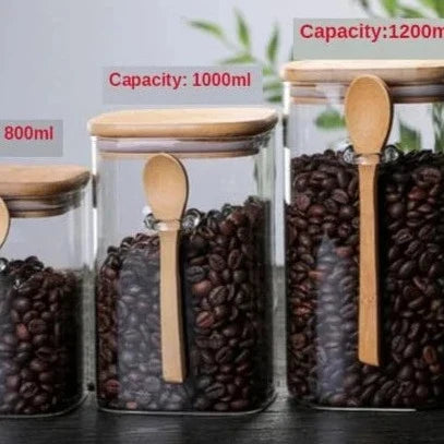 Elegant Bamboo & Glass 3-Piece Storage Container Set