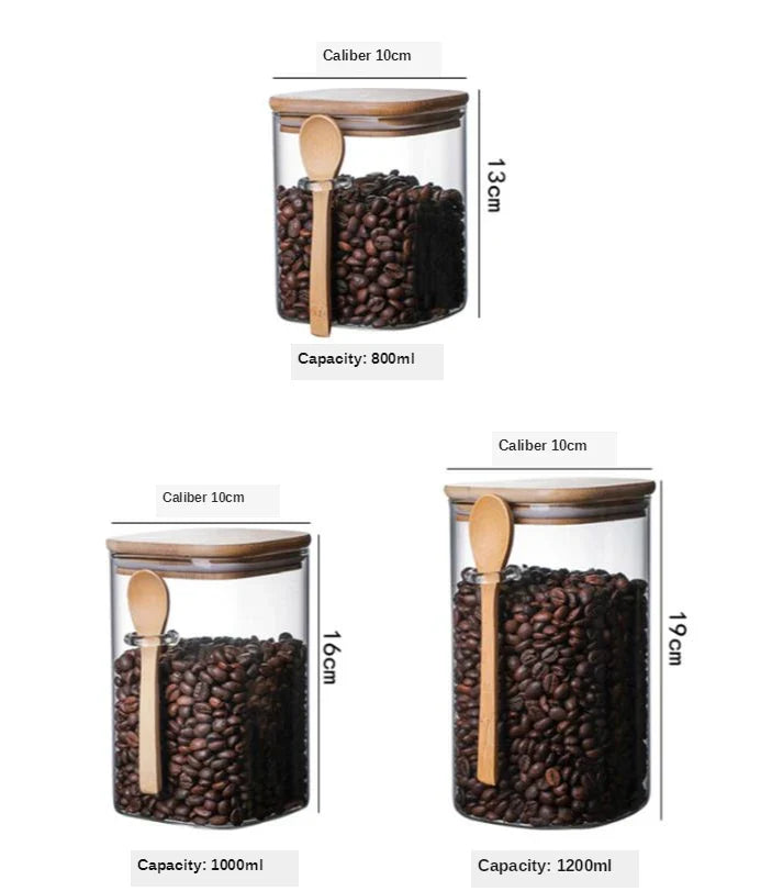 Elegant Bamboo & Glass 3-Piece Storage Container Set