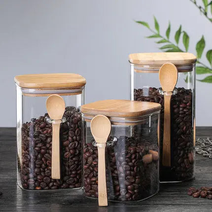 Elegant Bamboo & Glass 3-Piece Storage Container Set