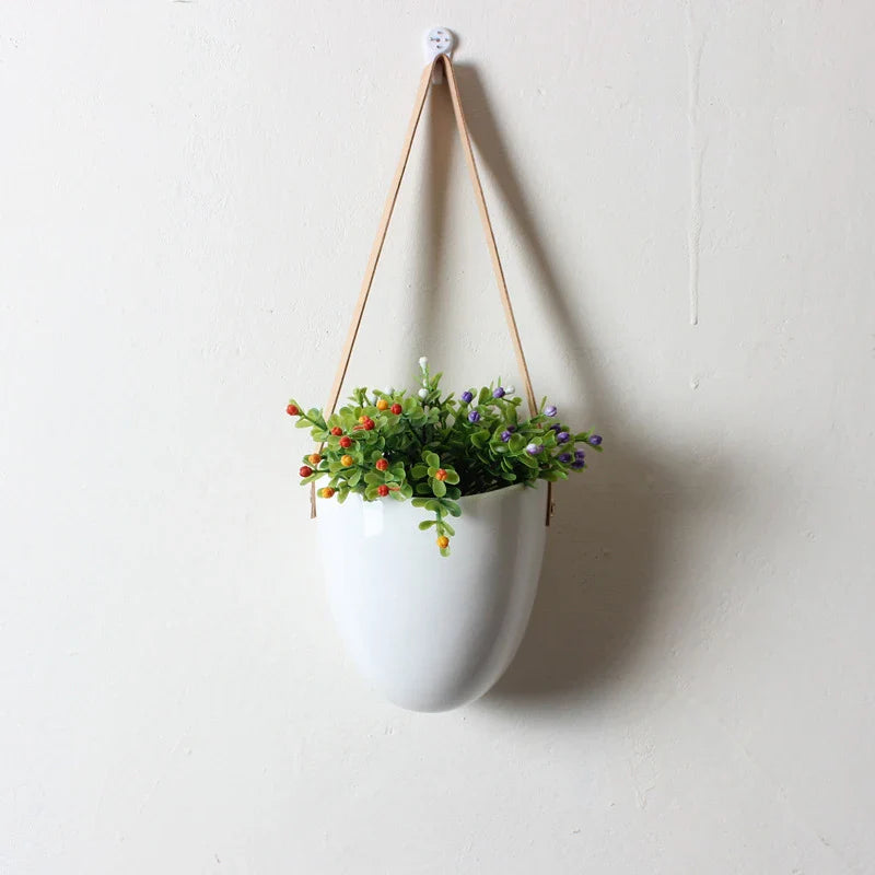 Three-Piece Ceramic Hanging Planter Set
