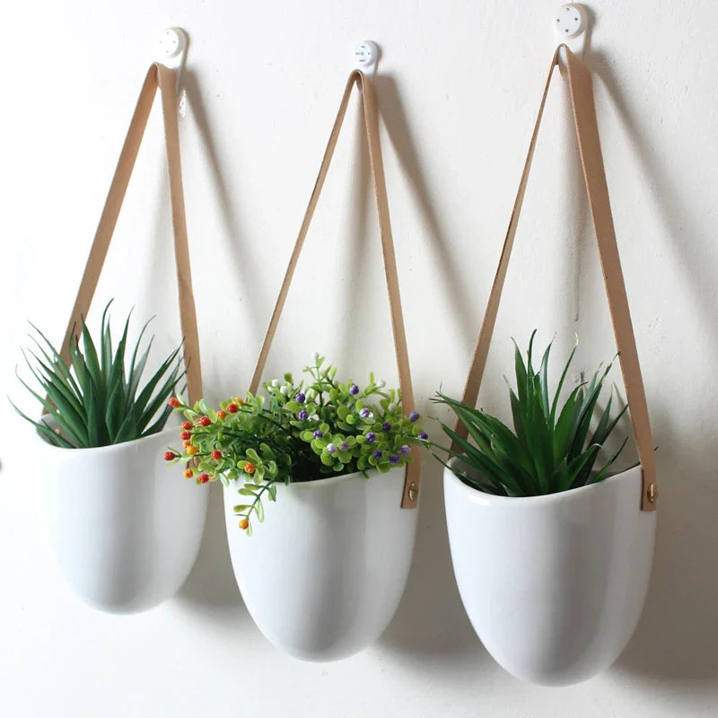 Three-Piece Ceramic Hanging Planter Set