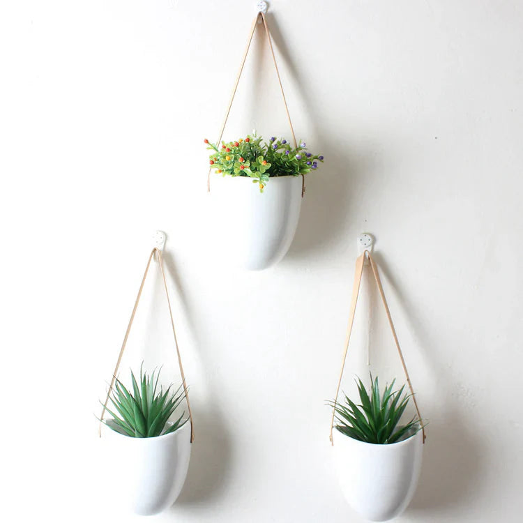 Three-Piece Ceramic Hanging Planter Set