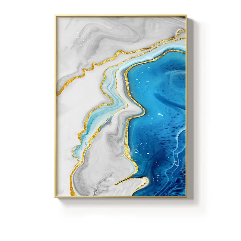 Blue Agate Water Canvas: Serene Ocean-Inspired Artwork