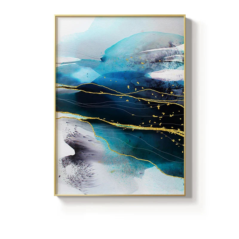 Blue Agate Water Canvas: Serene Ocean-Inspired Artwork