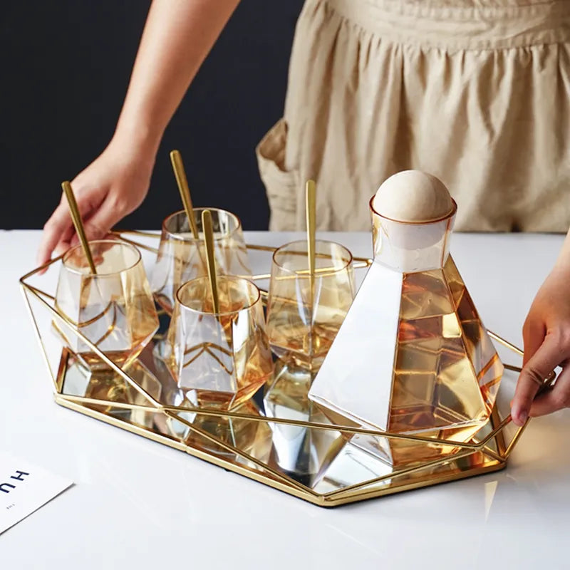 Geometric Glass Serving Tray