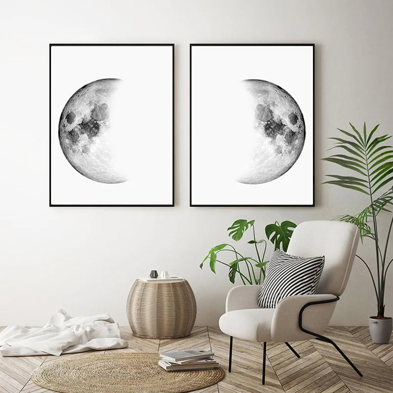 Stunning Moon Phase Canvas Wall Art