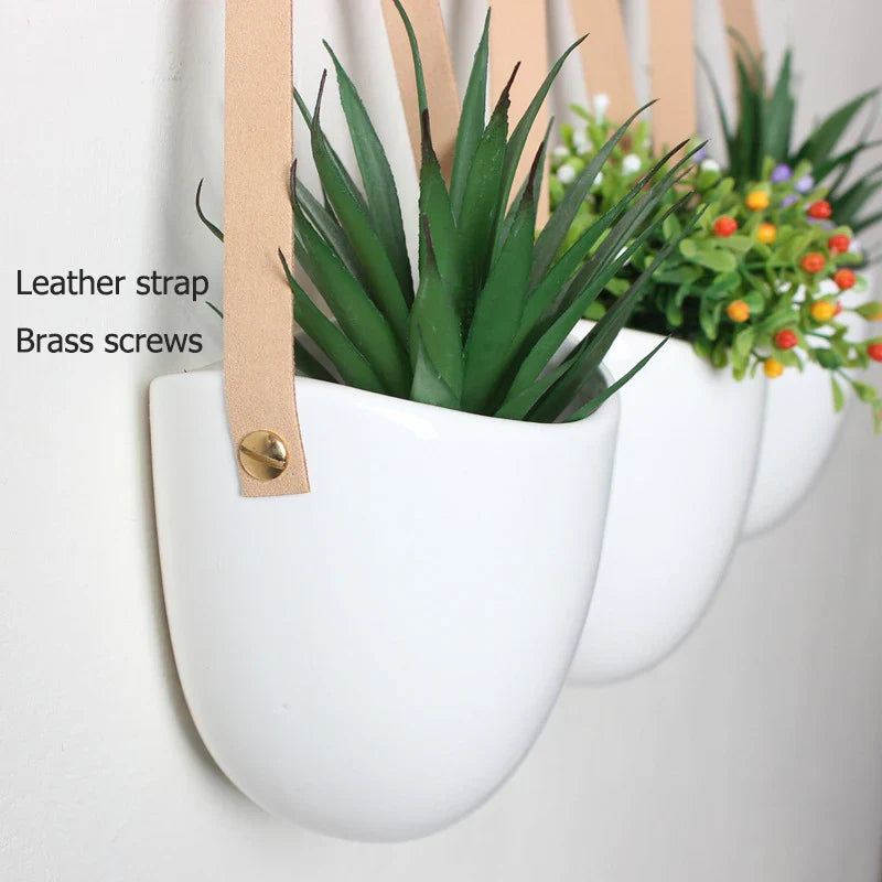 Three-Piece Ceramic Hanging Planter Set