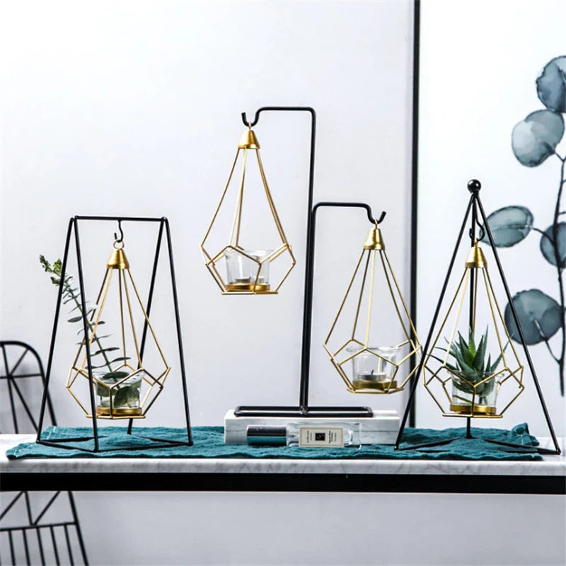 Elegant Hanging Diamond Crystal Candle Holder