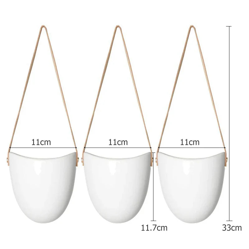 Three-Piece Ceramic Hanging Planter Set