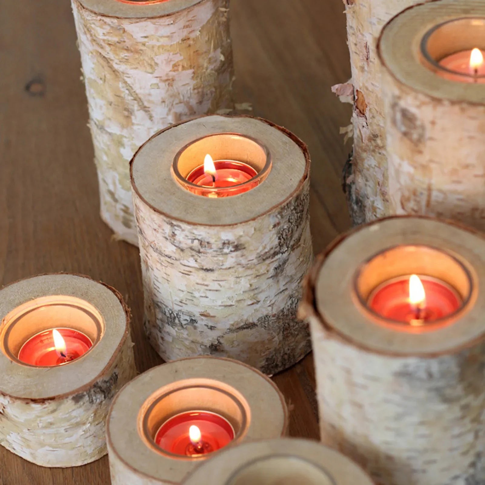 Elegant Birch Wood Candle Holder – Natural Rustic Decor Accent