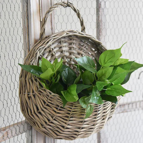 Handwoven Rattan Hanging Wall Planter