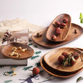 Five-Piece Acacia Wood Snack Tray Set