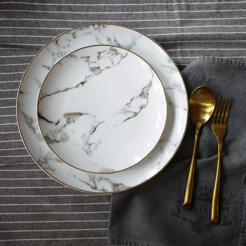 Elegant Marble Plate Set – 2-Piece