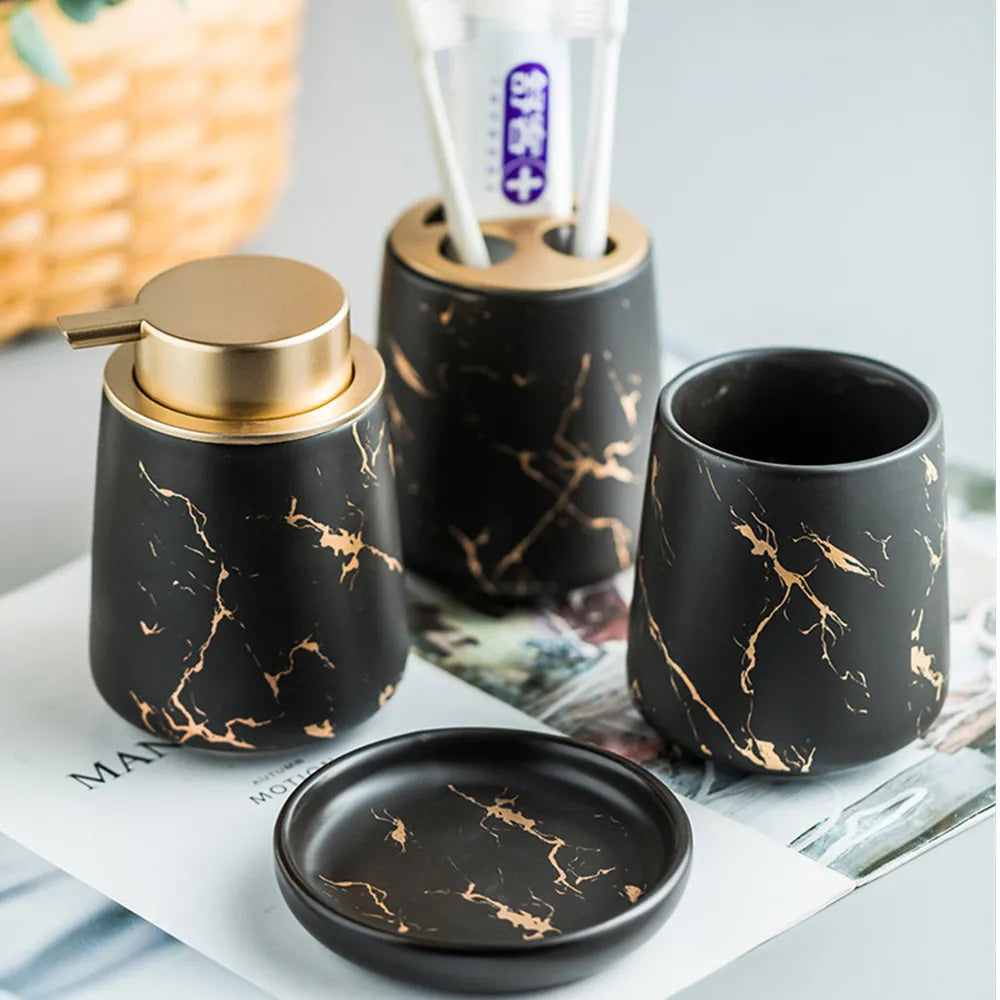 Nordic Marble 4-Piece Luxury Bathroom Accessories Set