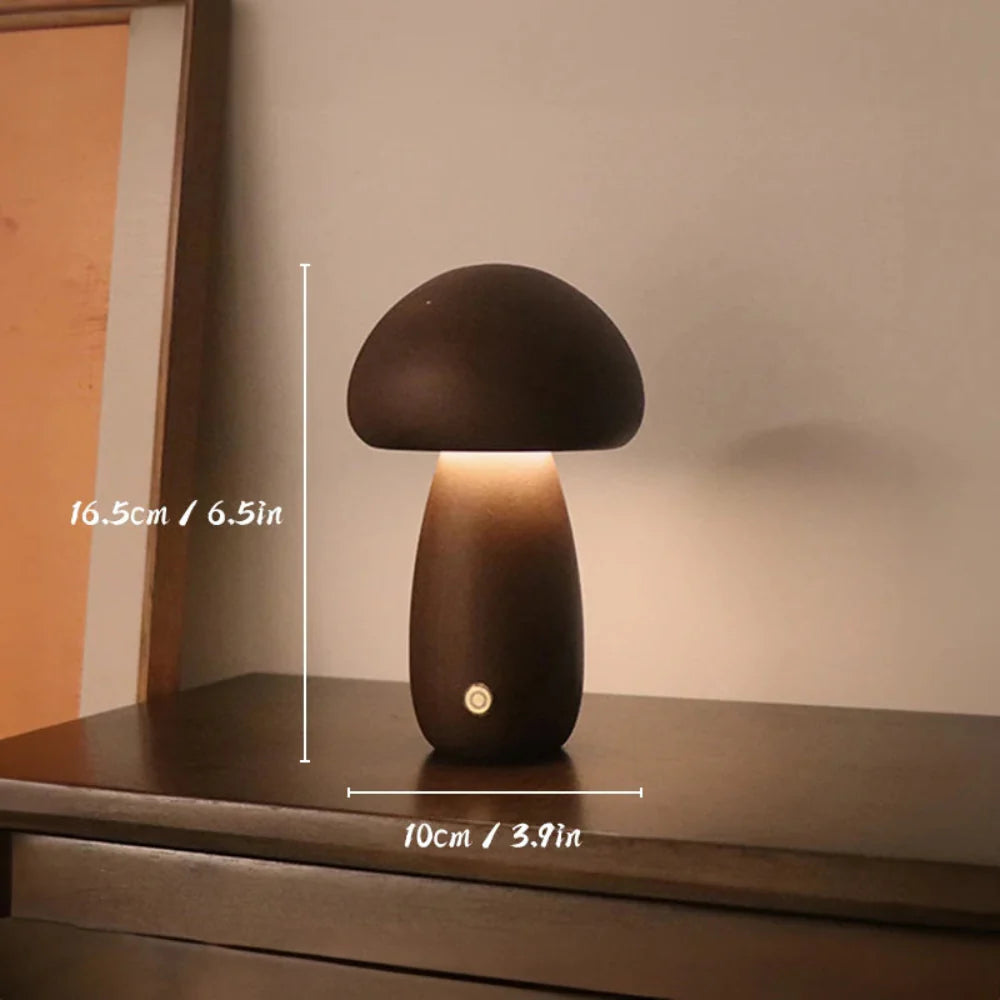 Handcrafted Wooden Mushroom Lamp for Cozy Glow