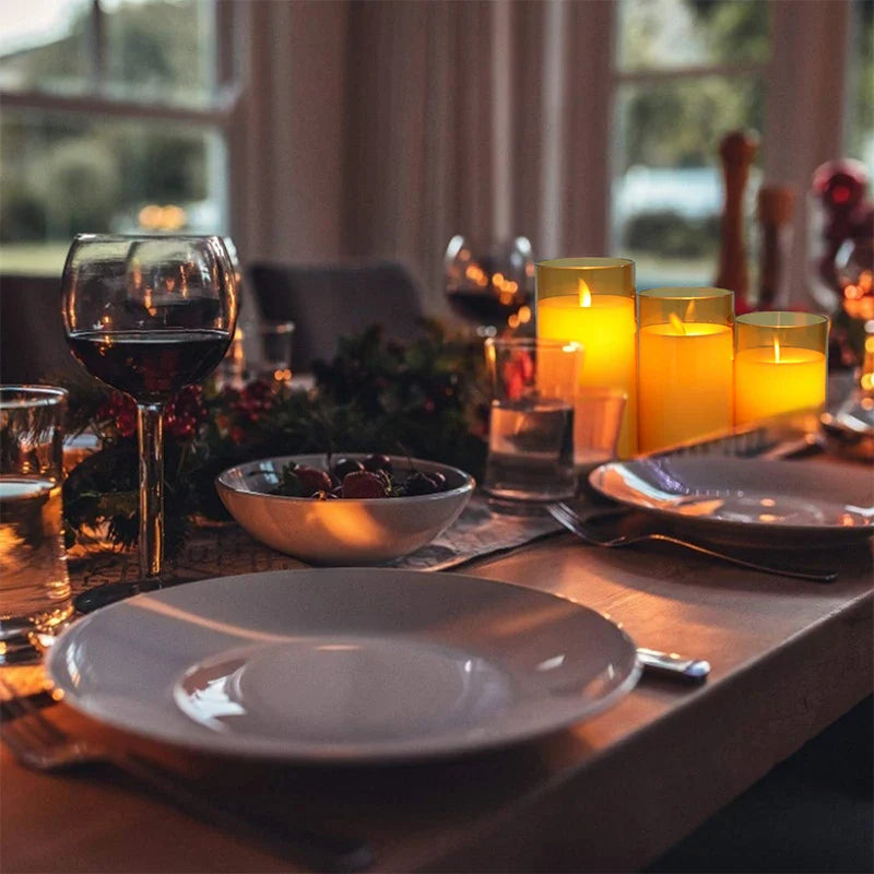 Three-Piece Flameless Candle Set with Realistic LED Flame