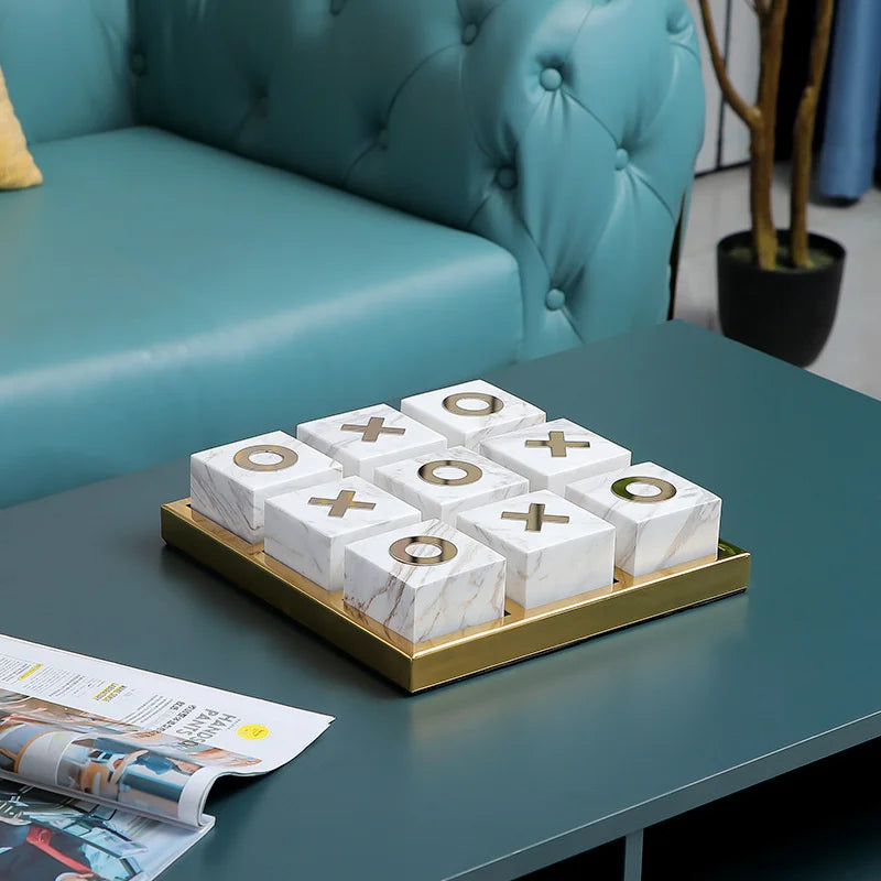 Elegant Marble Tic-Tac-Toe Board - Premium Classic Game for Stylish Play