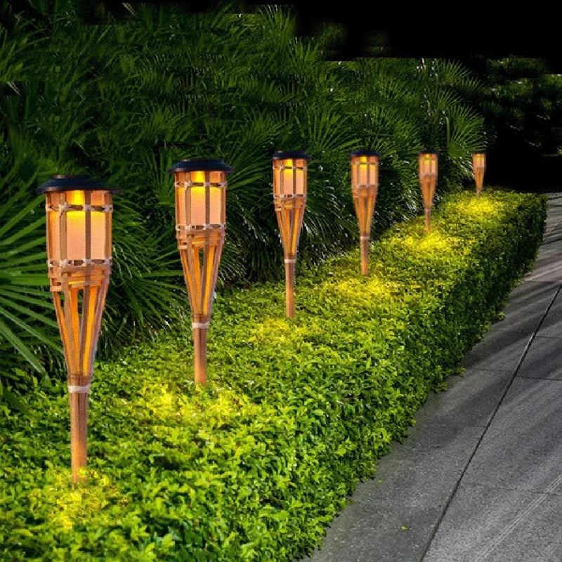 5-Piece Solar Tiki Torch Set – Outdoor Ambience Lighting