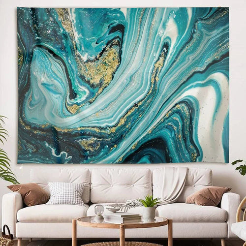 Blue Agate Tapestry - Elegant Geode-Inspired Wall Art