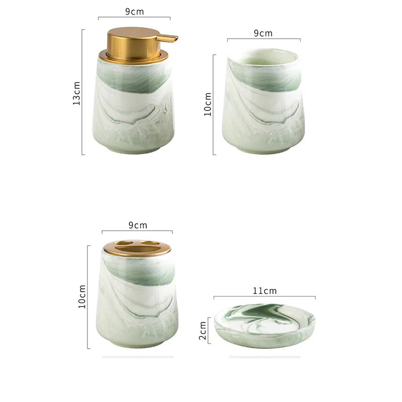 Luxurious Green Marble 4-Piece Bathroom Set
