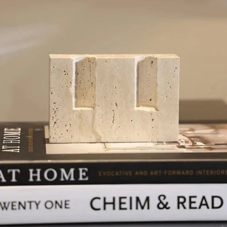 Elegant Faux Travertine Candle Holder with Realistic Stone Look