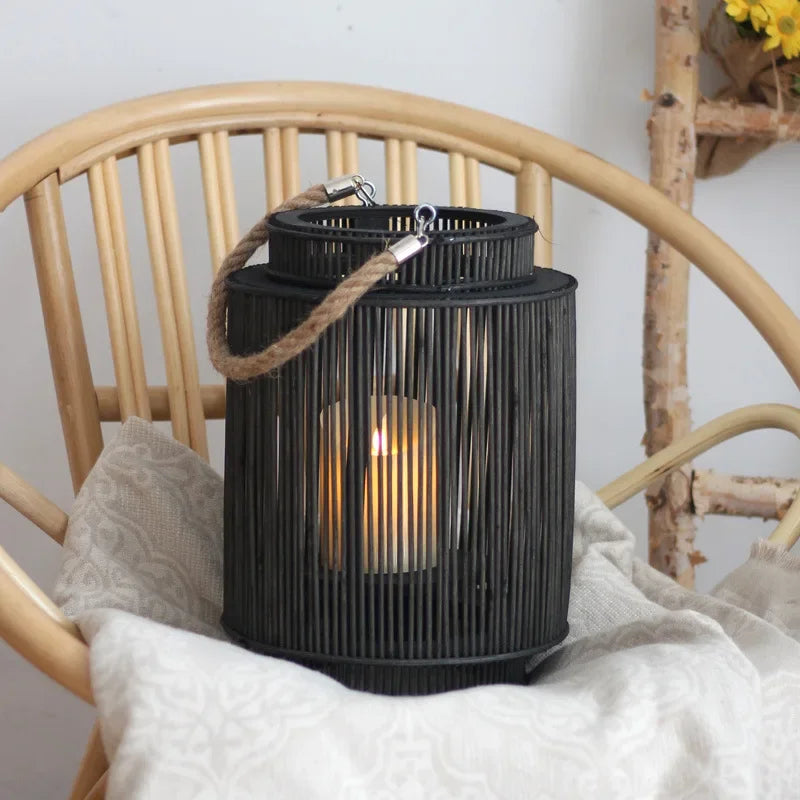 Decorative Bamboo-Style LED Candle Lantern