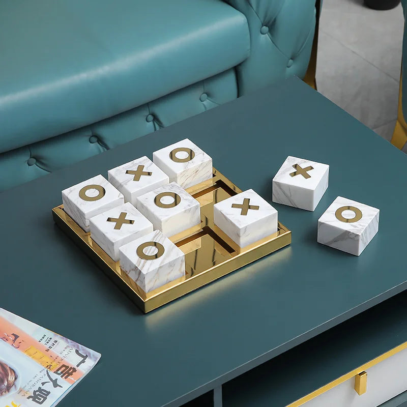 Elegant Marble Tic-Tac-Toe Board - Premium Classic Game for Stylish Play