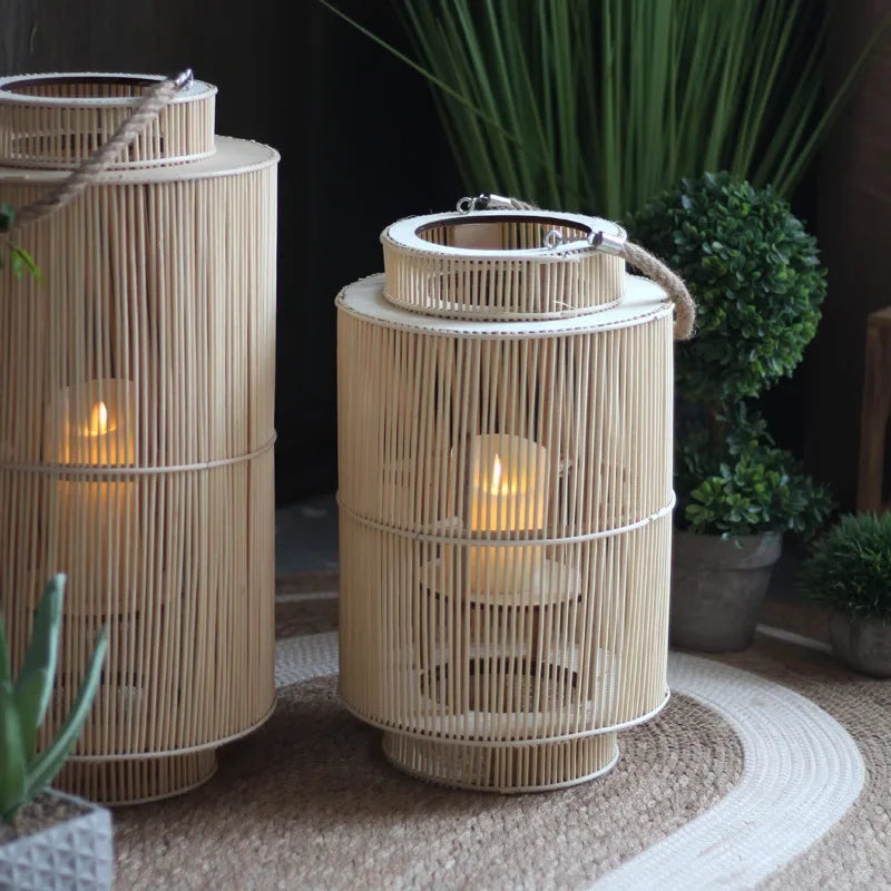 Decorative Bamboo-Style LED Candle Lantern
