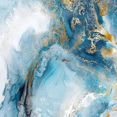 Blue Marble Canvas Wall Art - Modern Marble Design