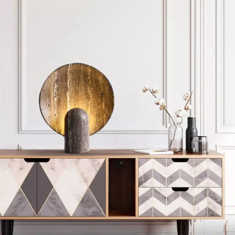 Elegant Faux Travertine Stone Lamp