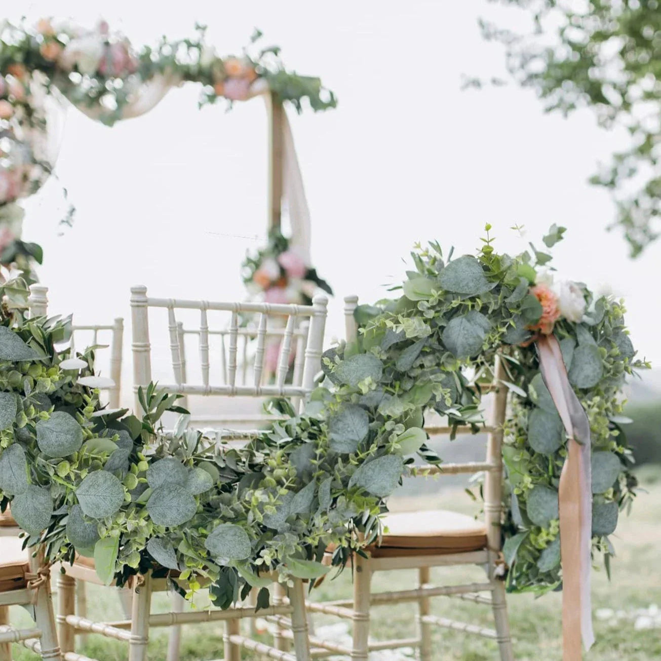Premium Two-Piece Faux Eucalyptus Garland