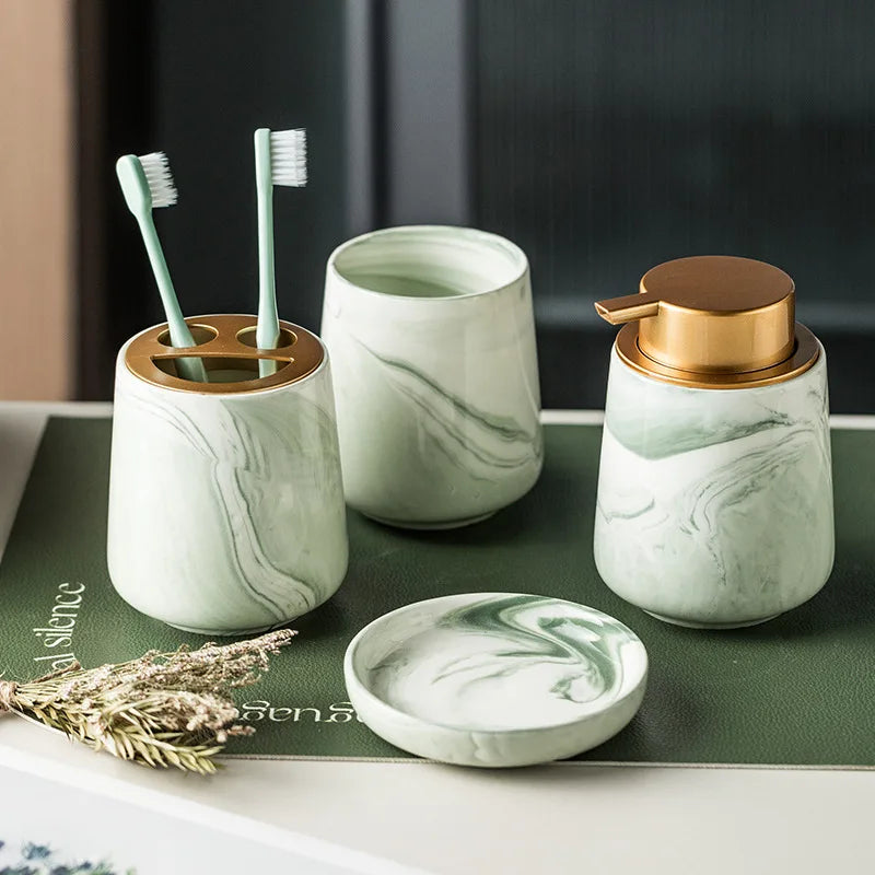 Luxurious Green Marble 4-Piece Bathroom Set