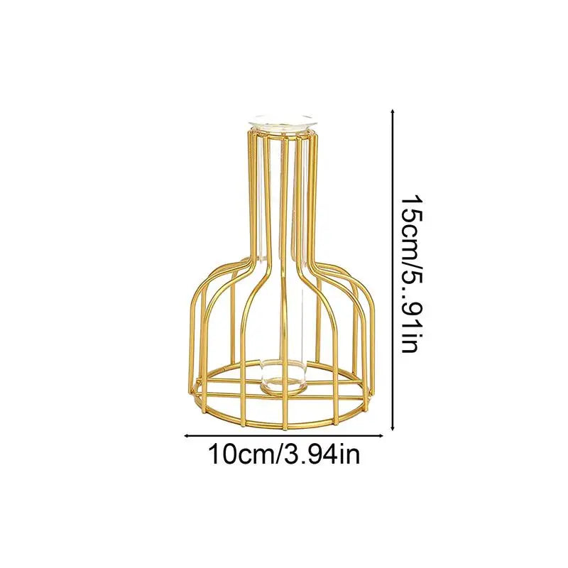 Golden Cage Vase - Elegant Centerpiece for Modern Decor