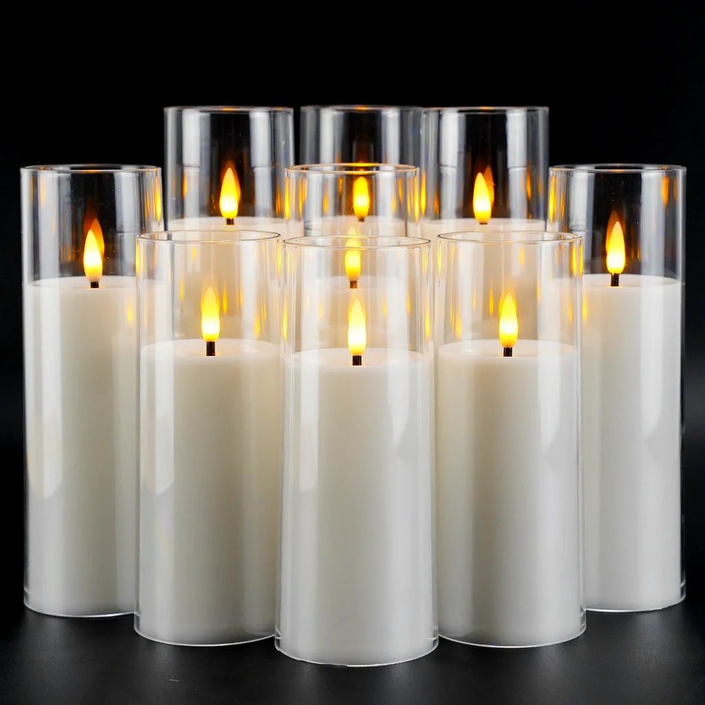 9-Piece Flameless Acrylic Candle Set – Realistic LED Candles for Cozy, Safe Ambience