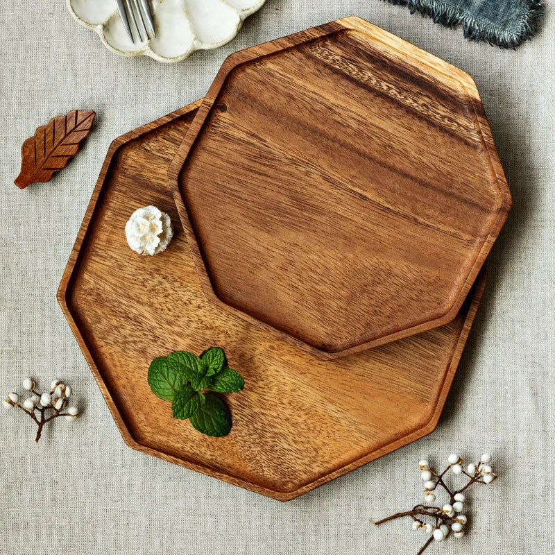 Honeycomb Patterned Acacia Wood Plate