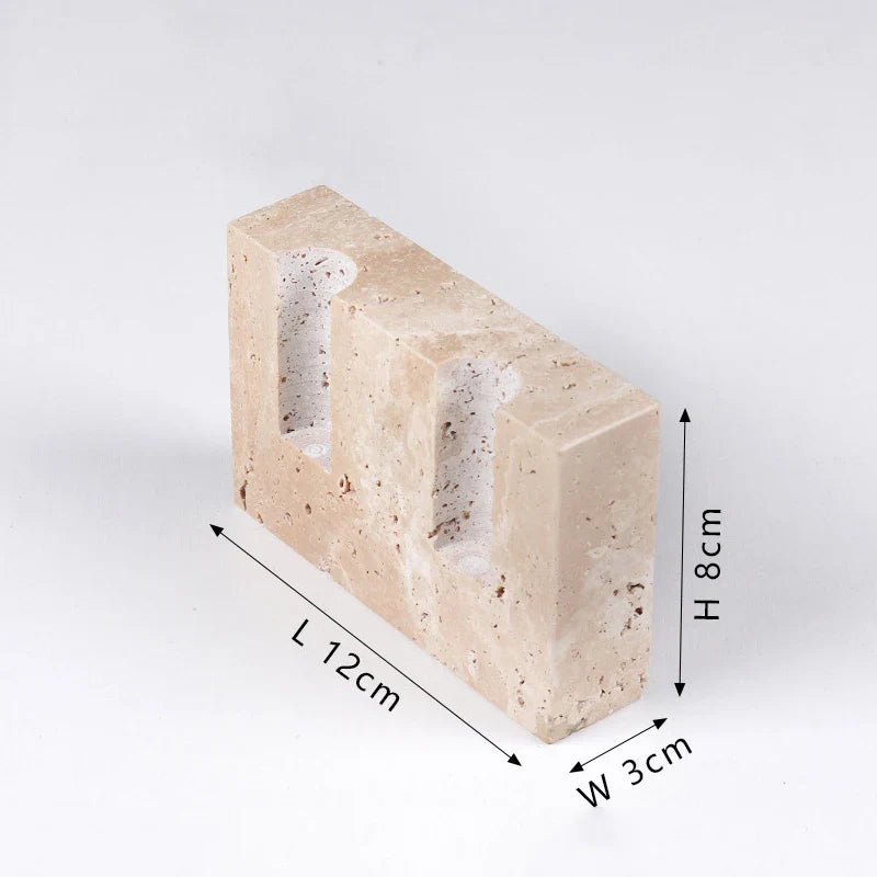 Elegant Faux Travertine Candle Holder with Realistic Stone Look
