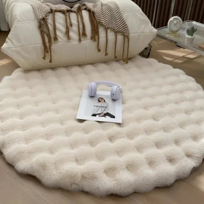Luxurious Rabbit Faux Fur Round Rug