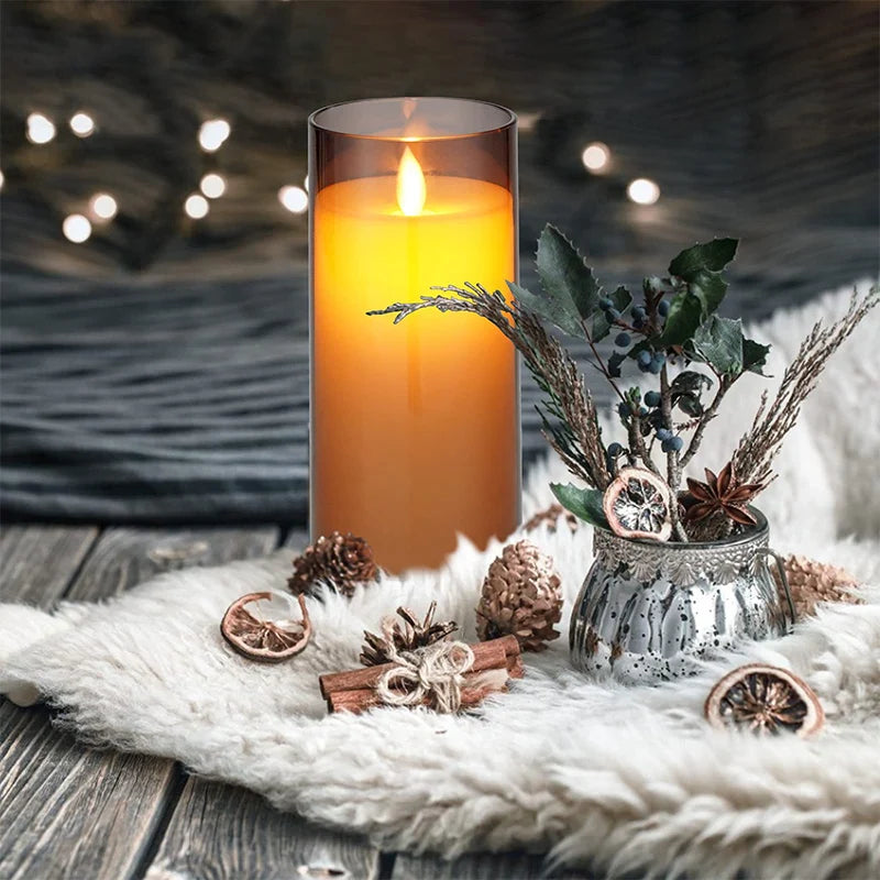 Three-Piece Flameless Candle Set with Realistic LED Flame