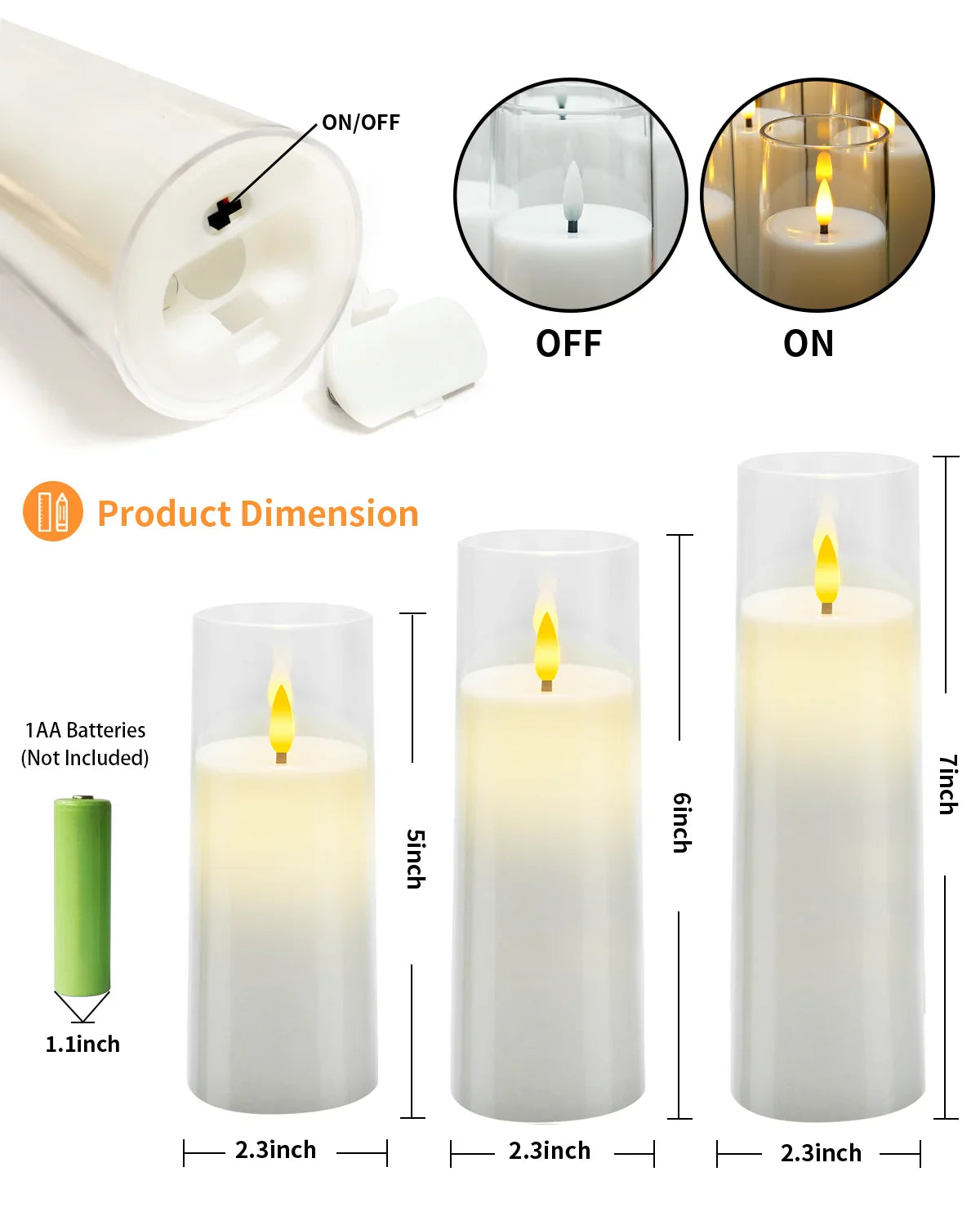 9-Piece Flameless Acrylic Candle Set – Realistic LED Candles for Cozy, Safe Ambience