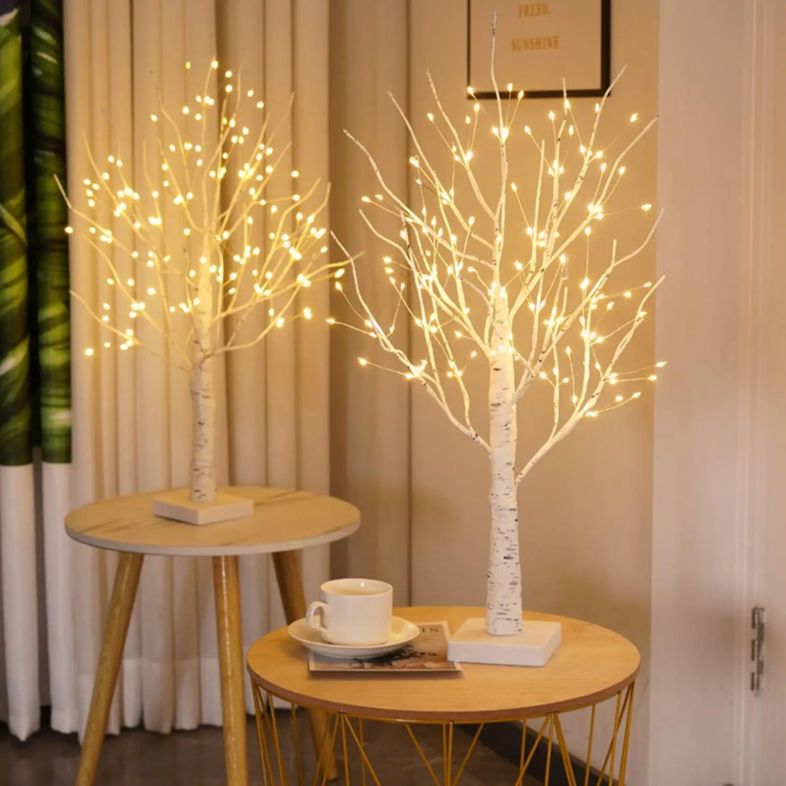 Birch Tree Table Lamp with Warm, Natural Glow